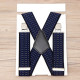 Jacquard 50mm Wide Heavy Duty Suspenders Adjustable Unisex Trousers - Navy