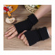 1 Pair Women Cotton Fingerless Arm Winter Gloves Hand Long Warmer Mittens - Navy