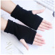 1 Pair Women Cotton Fingerless Arm Winter Gloves Hand Long Warmer Mittens - Navy