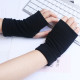 1 Pair Women Cotton Fingerless Arm Winter Gloves Hand Long Warmer Mittens - Navy