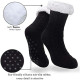 Winter Ladies Non Slip Soft Cozy Slipper Socks Fleece Lined Fluffy and Furry Knitted Warm Home Socks, Black