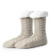 Winter Ladies Non Slip Soft Cozy Slipper Socks Fleece Lined Fluffy and Furry Knitted Warm Home Socks, Light Coffee