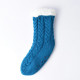 Winter Ladies Non Slip Soft Cozy Slipper Socks Fleece Lined Fluffy and Furry Knitted Warm Home Socks, Lake Blue