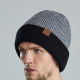 Unisex Winter Knitted Hat Crochet Thermal Beanie Cap Soft Texture Double Sided Warm Knitted Hats - Grey