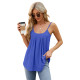 Women Camisole Spaghetti Strap Tank Tops Loose Fit Flowy Vest - Blue L