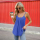 Women Camisole Spaghetti Strap Tank Tops Loose Fit Flowy Vest - Blue L