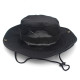 Breathable Sun Hat Bucket Cargo Safari Bush Boonie Summer Fishing Hat for Outdoor Camping - Black