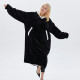 Blanket Hoodie Wearable Blanket Sweatshirt Oversized Warm Pullover - Black