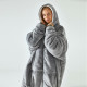 Super Wide Loose Cozy Oversized Wearable Hoodie Sweatshirt Blanket for Adults Men Women - Grey