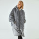 Super Wide Loose Cozy Oversized Wearable Hoodie Sweatshirt Blanket for Adults Men Women - Grey