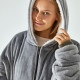 Super Wide Loose Cozy Oversized Wearable Hoodie Sweatshirt Blanket for Adults Men Women - Grey