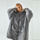 Super Wide Loose Cozy Oversized Wearable Hoodie Sweatshirt Blanket for Adults Men Women - Grey