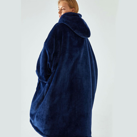 Super Wide Loose Cozy Oversized Wearable Hoodie Sweatshirt Blanket for Adults Men Women - Blue