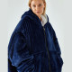 Super Wide Loose Cozy Oversized Wearable Hoodie Sweatshirt Blanket for Adults Men Women - Blue