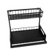 2 Tier Under Sink Pull-out Drawer Storage Shelf Organizer for Kitchen Bathroom - Black