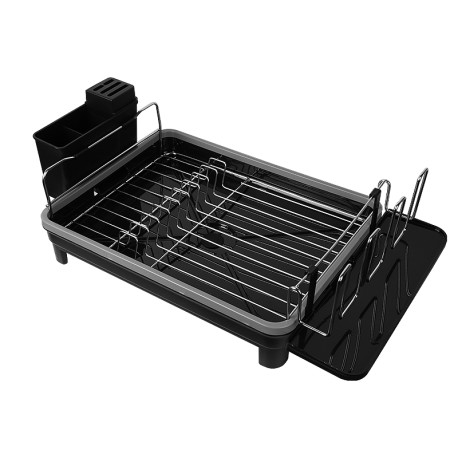 Dish Drying Rack Multifunctional Tableware Drain Rack Stainless Steel Dish Drainers for Kitchen Counter - Black