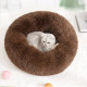 Cat Puppy Calming Plush Cushion Round Pet Bed without Zippers and Non-removable - Coffee Diameter 70cm