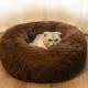 Cat Puppy Calming Plush Cushion Round Pet Bed without Zippers and Non-removable - Coffee Diameter 70cm