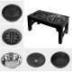 Raised Slow Feeder Dog Bowls Elevated Food Water Feeding Pet Bowl with 5 Heights Adjustable - Black