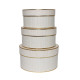 Set of 3 White Hat Boxes with Gold Trim