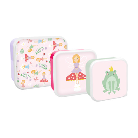 Pack of 3 Girls Printed Food Boxes (Princess & Unicorns Assorted)