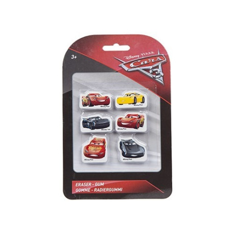 Cars 3 6 Piece Eraser Set On Blister Card