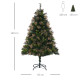 1.5m 5ft Pre-Lit Christmas Tree Artificial Spruce Xmas Tree Warm White LED Holiday Décor with Metal Stand