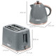 1.7L 3000W Fast Boil Kettle &amp; 2 Slice Toaster Set, Kettle and Toaster Set with Auto Shut Off, Browning Controls, Grey