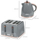 1.7L 3000W Fast Boil Kettle &amp; 4 Slice Toaster Set, Kettle and Toaster Set with 7 Browning Controls, Crumb Tray, Grey