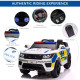 12V Kids Electric Ride On Police Car 2 Motors with Parental Remote Control Siren Flashing Lights USB Portable for 3-6 Years Whit