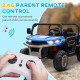 12V 2 Seater Kids Electric Ride-On Car with Electric Bucket, Remote Control - Blue