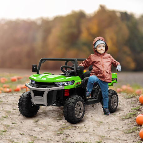 12V 2 Seater Kids Electric Ride-On Car with Electric Bucket, Remote Control - Green