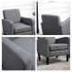 2 Pieces Modern Armchairs with Rubber Wood Legs, Upholstered Accent Chairs, Single Sofa for Living Room, Bedroom, Grey