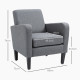 2 Pieces Modern Armchairs with Rubber Wood Legs, Upholstered Accent Chairs, Single Sofa for Living Room, Bedroom, Grey