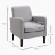 2 Pieces Modern Armchairs with Rubber Wood Legs, Upholstered Accent Chairs, Single Sofa for Living Room, Bedroom, Light Grey