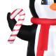 8ft Inflatable Christmas Penguin Holding Candy Cane Blow Up Outdoor Decoration with LED Lights for Holiday