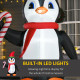 8ft Inflatable Christmas Penguin Holding Candy Cane Blow Up Outdoor Decoration with LED Lights for Holiday