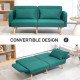 2/3 Seater Sofa Bed, Convertible Bed Settee, Fabric Sofa Couch with 2 Cushions for Living Room, Guest Room, Green