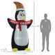 8ft Inflatable Penguin &amp; Christmas Banner Decoration w/ Inner LED Lights Indoor Outdoor Weather-Resistant Shell Fun Cute