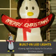 8ft Inflatable Penguin &amp; Christmas Banner Decoration w/ Inner LED Lights Indoor Outdoor Weather-Resistant Shell Fun Cute