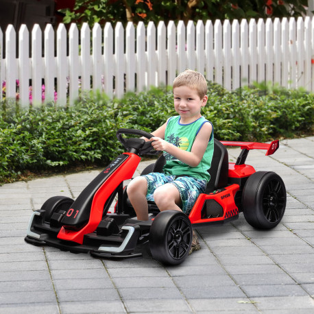 24V Electric Go Kart for Kids with Adjustable Seat for 6-12 Years, Red