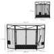 3 Panel Folding Fire Guard Screen with Fireplace Tool Sets and Front Doors, Freestanding Fire Screen Spark Guard with Feet for O