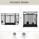 3 Panel Folding Fire Guard Screen with Fireplace Tool Sets and Front Doors, Freestanding Fire Screen Spark Guard with Feet for O