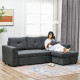 3 Seater Sofa Bed, L-Shaped Corner Sofa, Pull Out Sofa with Storage, Convertible Click Clack Settee Sectional Sleeper Futon for 