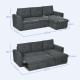 3 Seater Sofa Bed, L-Shaped Corner Sofa, Pull Out Sofa with Storage, Convertible Click Clack Settee Sectional Sleeper Futon for 