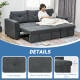 3 Seater Sofa Bed, L-Shaped Corner Sofa, Pull Out Sofa with Storage, Convertible Click Clack Settee Sectional Sleeper Futon for 