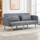 Two-Seater Click-Clack Sofa Bed, with Pillows - Grey