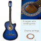 38 Inch Full Size Blue Classical Acoustic Electric Guitar Kids Guitar and Junior Guitar   Premium Gloss Finish w/Case - Blue