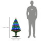 3 Feet Prelit Artificial Christmas Tree with Multi-Coloured Fiber Optic LED Light, Holiday Home Xmas Decoration, Green