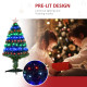 3 Feet Prelit Artificial Christmas Tree with Multi-Coloured Fiber Optic LED Light, Holiday Home Xmas Decoration, Green